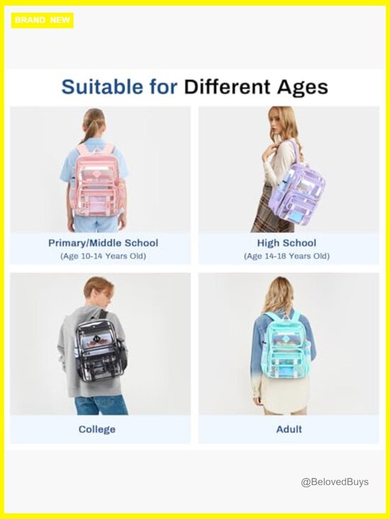Clear PVC Backpack for School & Stadium Events, Heavy Duty Transparent Bookbag main image 4